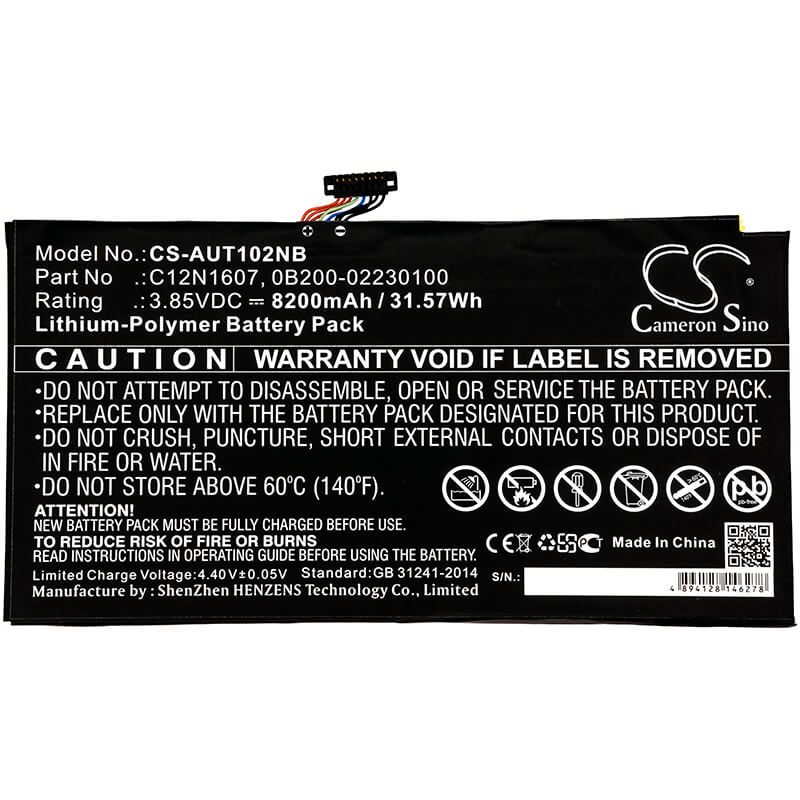 3.85V, 8200mAh, Li-Polymer Battery fits Asus, T102h, T102ha, 31.57Wh