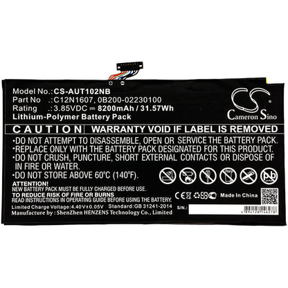 3.85V, 8200mAh, Li-Polymer Battery fits Asus, T102h, T102ha, 31.57Wh