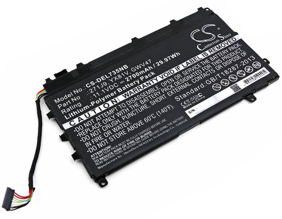 11.1V, 2700mAh, Li-Polymer Battery fits Dell, Latitude 13 7000, Latitude 13 7000(cal001lati735, 29.97Wh