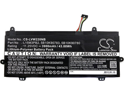 11.25V, 3900mAh, Li-Polymer Battery fits Lenovo, 80sf0000us, Ideapad 11.6" N22, 43.875Wh