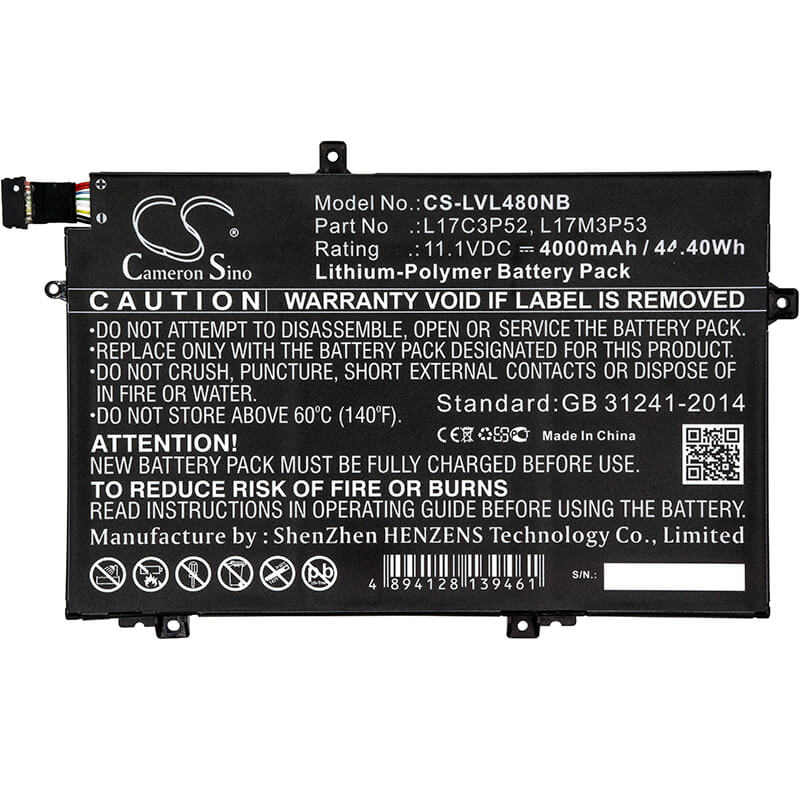 11.1V, 4000mAh, Li-Polymer Battery fits Lenovo, 20ls0015uk, 20ls0016mh, 44.4Wh