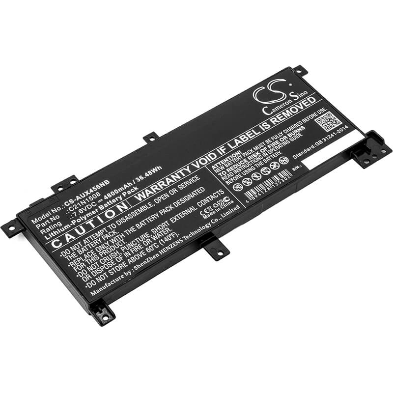 7.6V, 4800mAh, Li-Polymer Battery fits Asus, R457ua, R457ua-fa135t, 36.48Wh