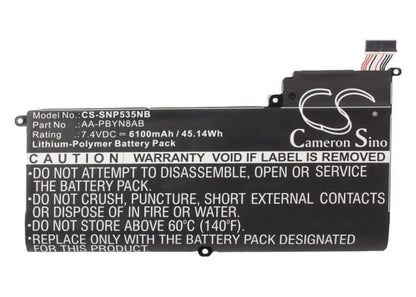7.4V, 6100mAh, Li-Polymer Battery fits Samsung, 530u4b-s03, 530u4c-a01, 45.14Wh