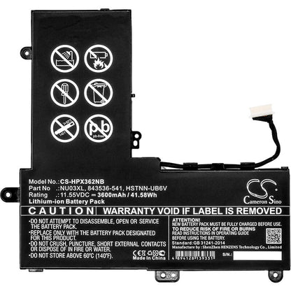 11.55V, 3600mAh, Li-ion Battery fits Hp, 11-ab000na, 11-ab000nb, 41.58Wh