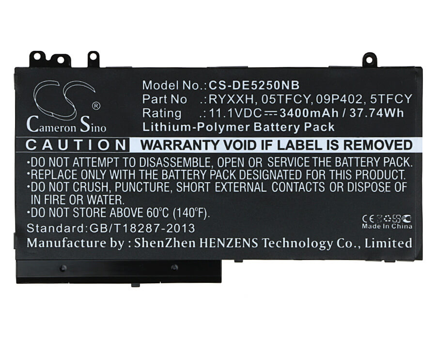 11.1V, 3400mAh, Li-Polymer Battery fits Dell, Latitude 12 5000, Latitude 12 E5250, 37.74Wh