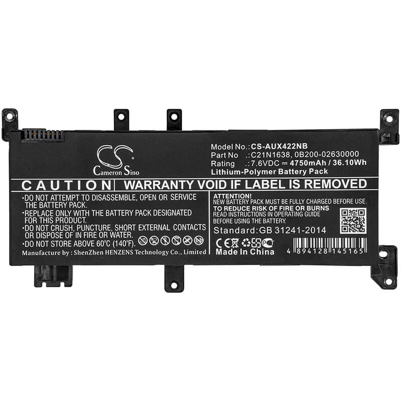7.6V, 4750mAh, Li-Polymer Battery fits Asus, F442ur, Vivobook 14 X442u, 36.1Wh