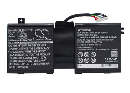 14.8V, 5600mAh, Li-ion Battery fits Dell, Alienware 1, Alienware 17, 82.88Wh