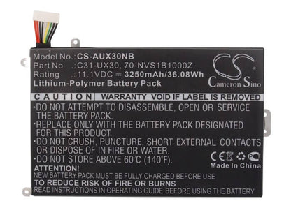 11.1V, 3250mAh, Li-Polymer Battery fits Asus, Ux30, Ux30-1a, 36.075Wh