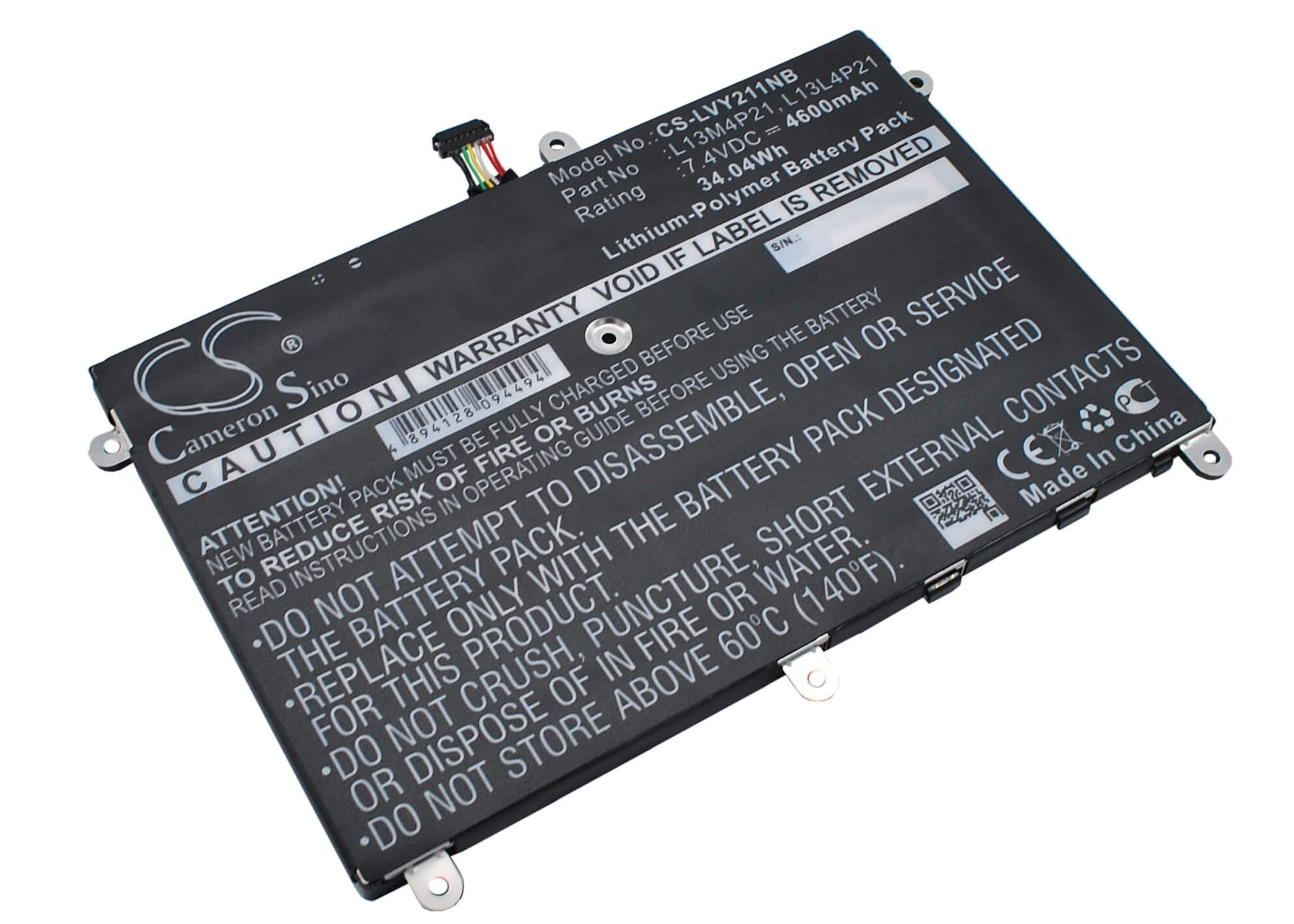 7.4V, 4600mAh, Li-Polymer Battery fits Lenovo, Ideapad Yoga 2 11, Ideapad Yoga 20332, 34.04Wh
