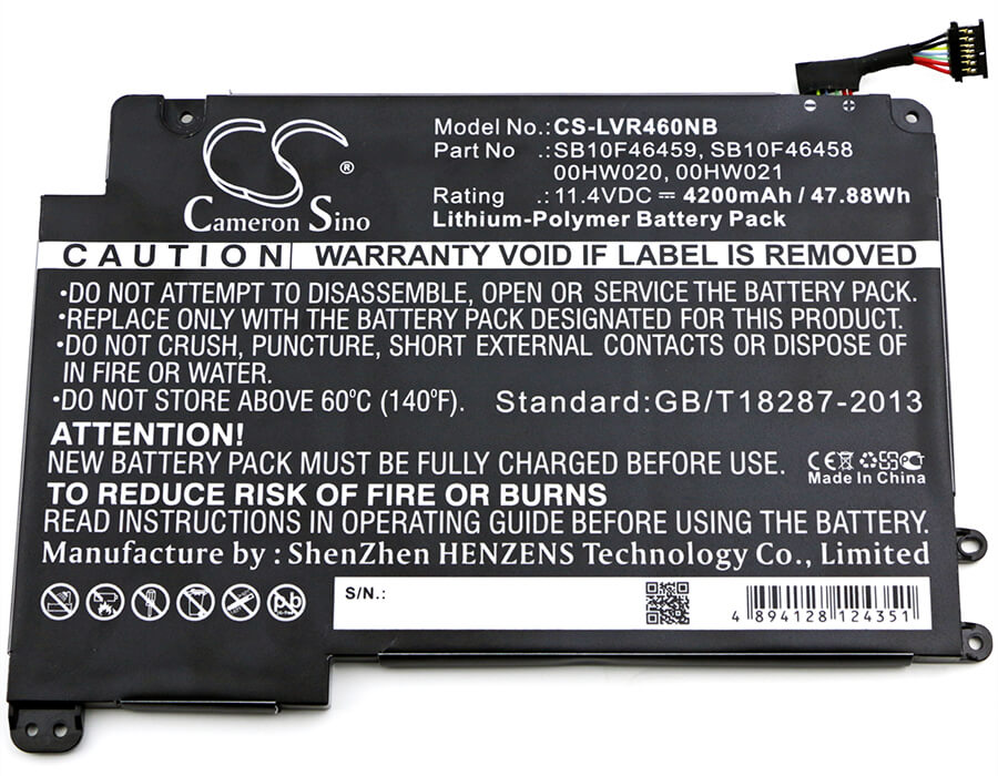 11.4V, 4200mAh, Li-Polymer Battery fits Lenovo, Thinkpad P40 Yoga, Thinkpad P40 Yoga(20gq), 47.88Wh