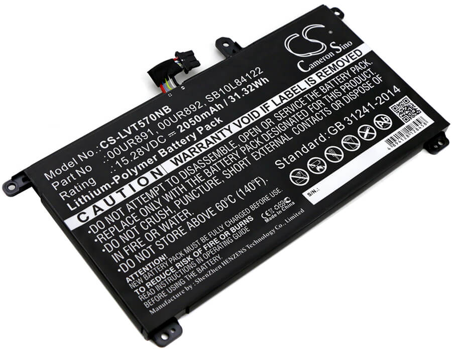 15.28V, 2050mAh, Li-Polymer Battery fits Lenovo, Thinkpad P51s, Thinkpad P51s 20hb000sge, 31.324Wh