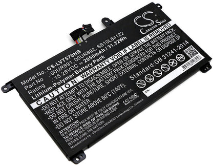 15.28V, 2050mAh, Li-Polymer Battery fits Lenovo, Thinkpad P51s, Thinkpad P51s 20hb000sge, 31.324Wh