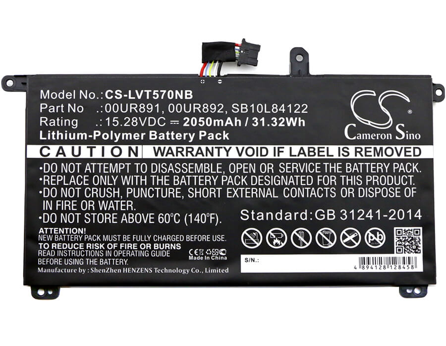 15.28V, 2050mAh, Li-Polymer Battery fits Lenovo, Thinkpad P51s, Thinkpad P51s 20hb000sge, 31.324Wh