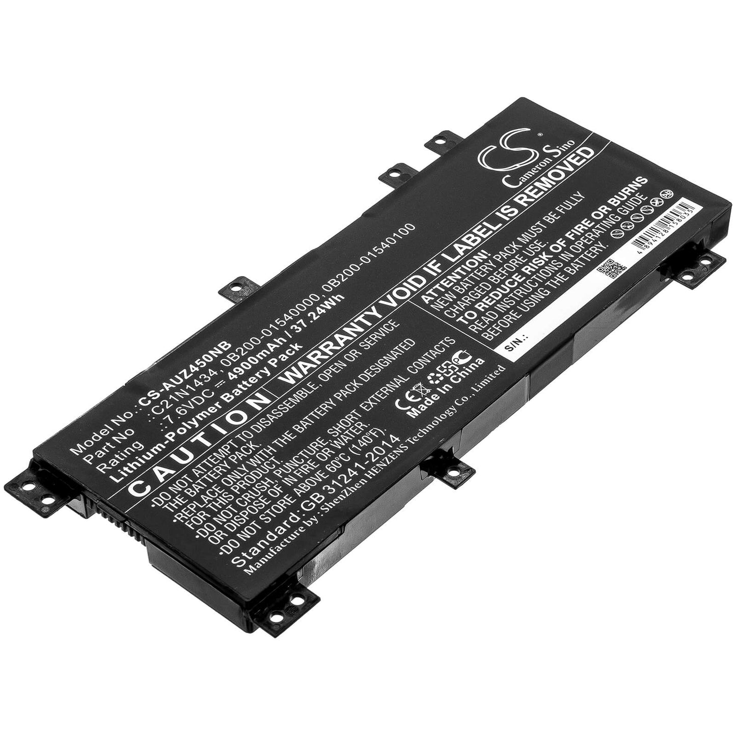 7.6V, 4900mAh, Li-Polymer Battery fits Asus, Z450, Z450la, 37.24Wh