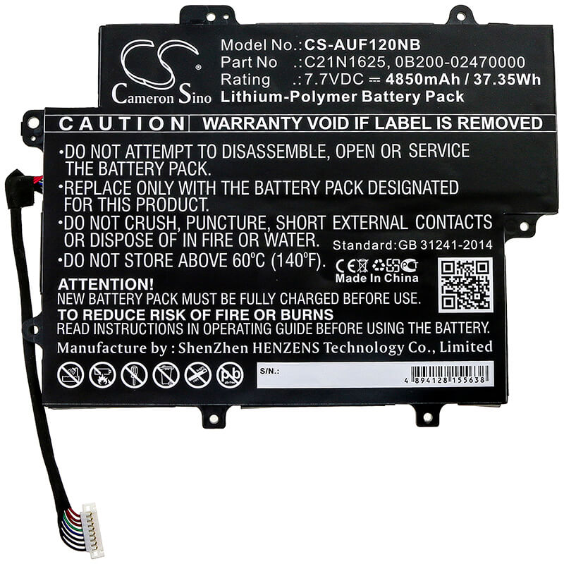 7.7V, 4850mAh, Li-Polymer Battery fits Asus, Tp203na, Tp203na-1e, 37.345Wh