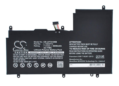 7.4V, 6050mAh, Li-Polymer Battery fits Lenovo, Yoga 3 14, Yoga 3 1470, 44.77Wh