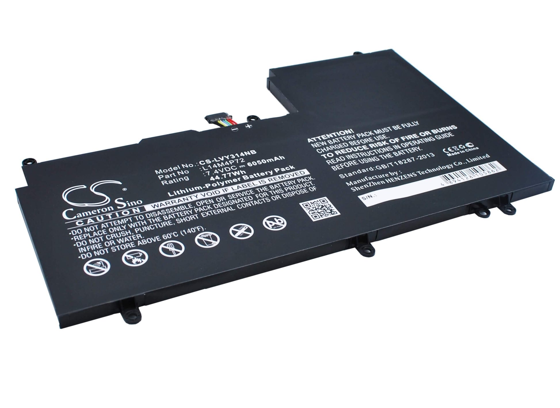 7.4V, 6050mAh, Li-Polymer Battery fits Lenovo, Yoga 3 14, Yoga 3 1470, 44.77Wh