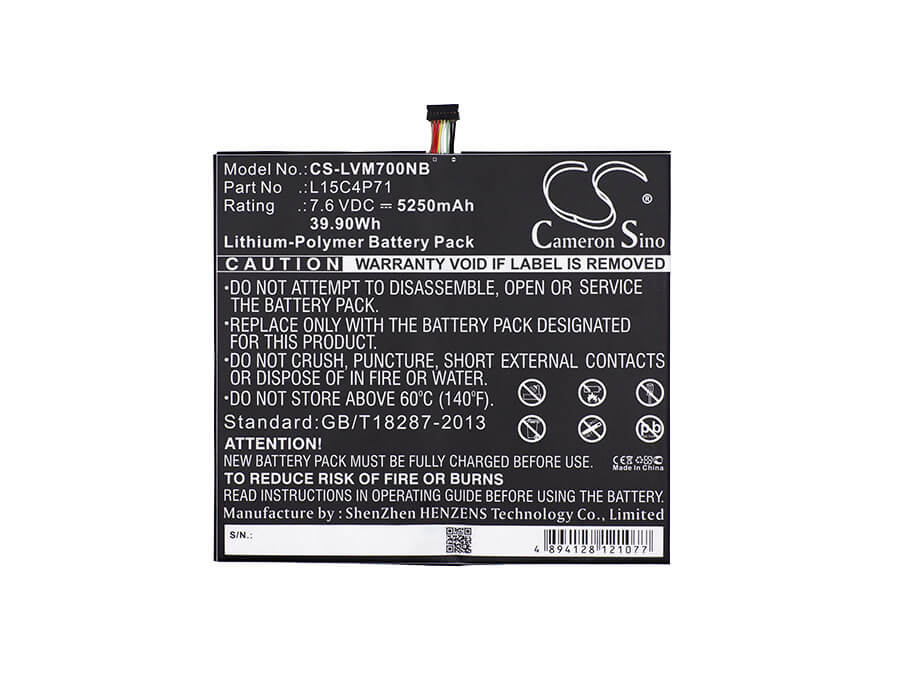 7.6V, 5250mAh, Li-Polymer Battery fits Lenovo, Ideapad Miix 700-12isk, Ideapad Miix 700-12isk (80ql), 39.9Wh