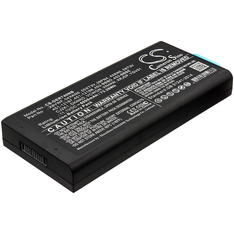 11.1V, 6600mAh, Li-ion Battery fits Dell, Latitude 12 7204, Latitude 14 7404, 73.26Wh