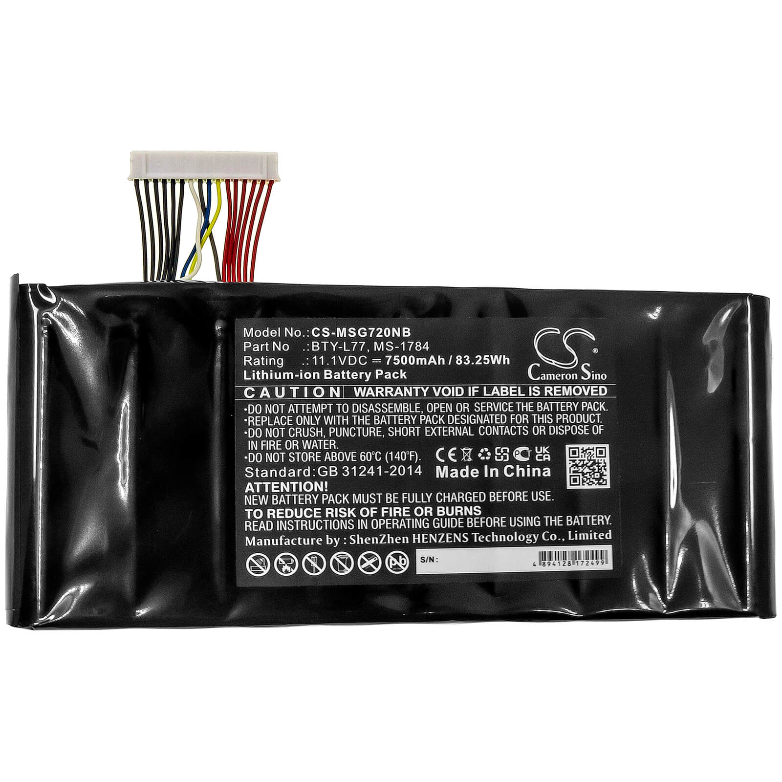 11.1V, 7500mAh, Li-ion Battery fits Msi, 2qe-212cn, 9s7-178541-462, 83.25Wh