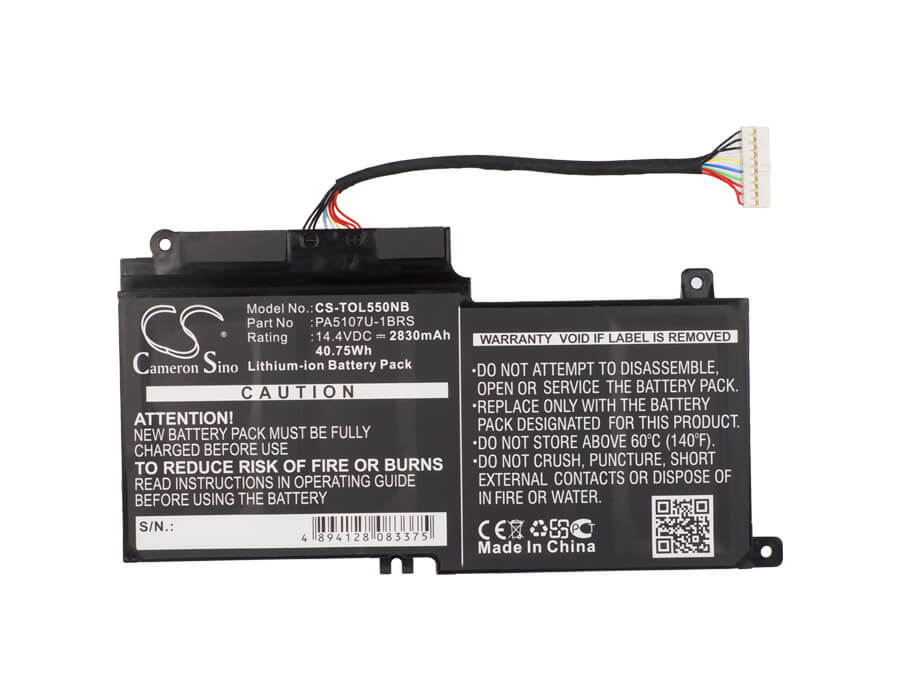 14.4V, 2830mAh, Li-ion Battery fits Toshiba, Dynabook T65357jrs, L55-a5266, 40.752Wh