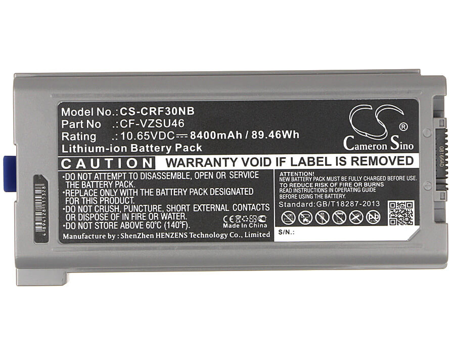 10.65V, 8400mAh, Li-ion Battery fits Panasonic, Cf-30, Cf-30ctqazbm, 89.46Wh