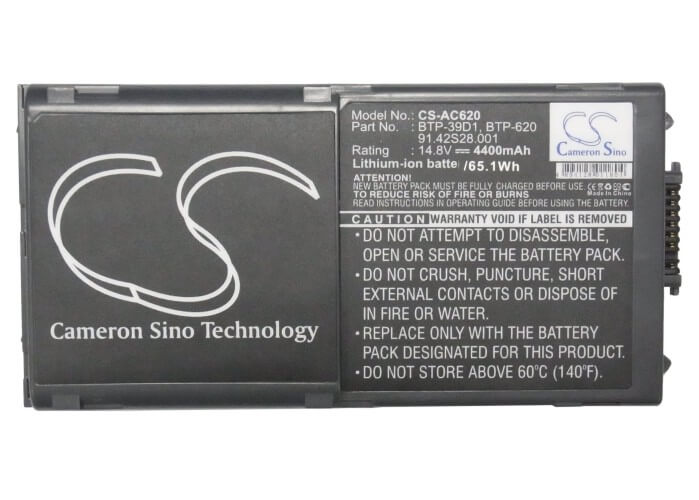 14.8V, 4400mAh, Li-ion Battery fits Acer, Travelmate 623, Travelmate 620, 65.12Wh