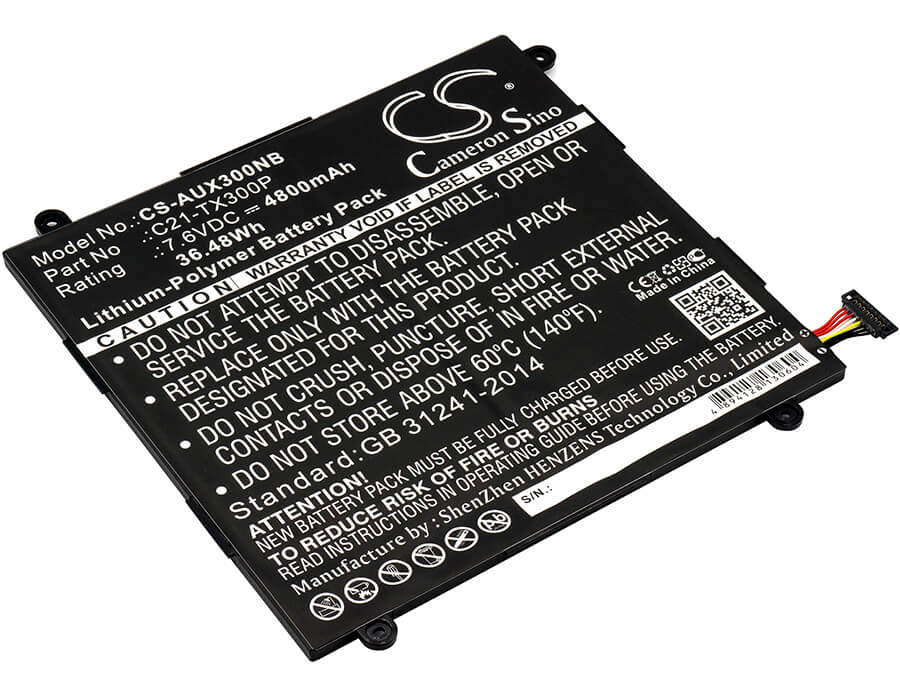 7.6V, 4800mAh, Li-Polymer Battery fits Asus, Transformer Book Tx300ca, Transformer Book Tx300ca 13.3", 36.48Wh