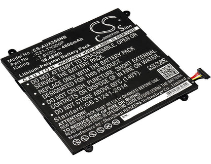 7.6V, 4800mAh, Li-Polymer Battery fits Asus, Transformer Book Tx300ca, Transformer Book Tx300ca 13.3", 36.48Wh