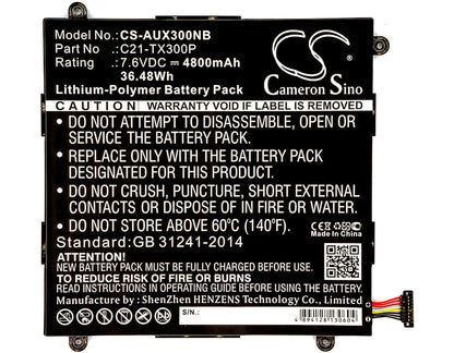 7.6V, 4800mAh, Li-Polymer Battery fits Asus, Transformer Book Tx300ca, Transformer Book Tx300ca 13.3", 36.48Wh