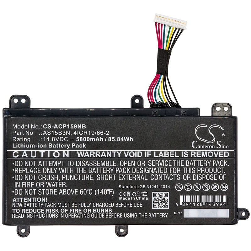 14.8V, 5800mAh, Li-ion Battery fits Acer, Predator 15 G9-591, Predator 15 G9-591-70f6, 85.84Wh