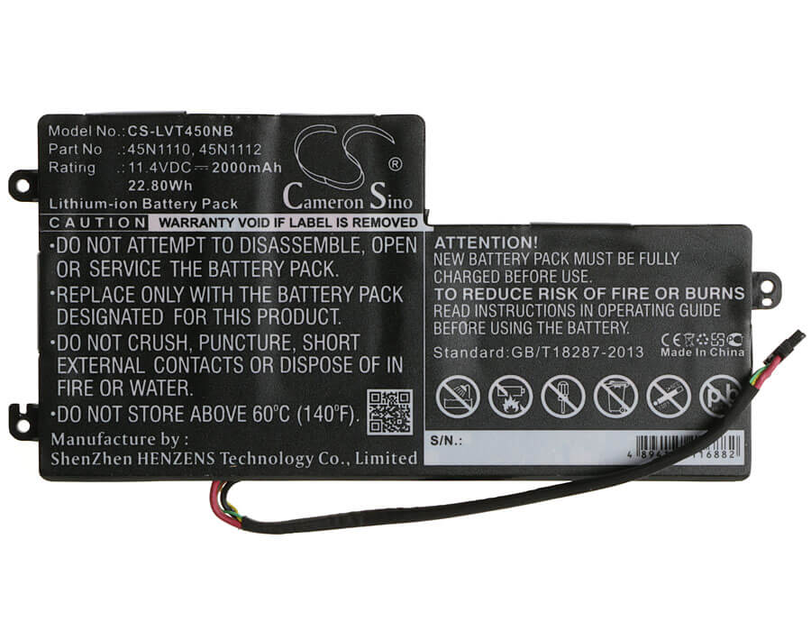 11.4V, 2000mAh, Li-ion Battery fits Lenovo, Thinkpad K2450, Thinkpad S440, 22.8Wh