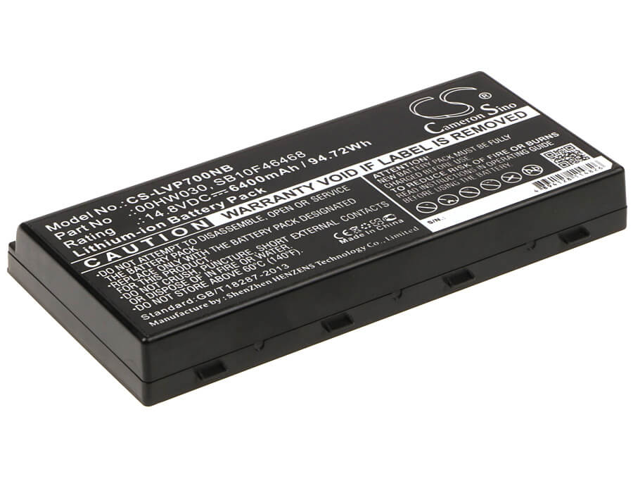 14.8V, 6400mAh, Li-ion Battery fits Lenovo, Thinkpad P70, Thinkpad P70 Mobile Workstatio, 94.72Wh