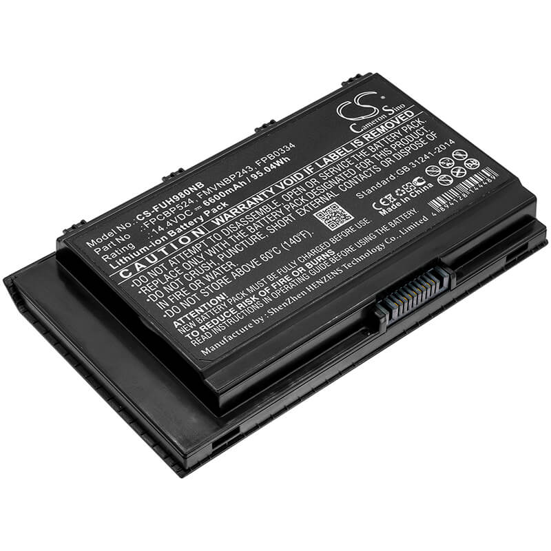 14.4V, 6600mAh, Li-ion Battery fits Fujitsu, Celsius H980, S26391-k461-v100, 95.04Wh