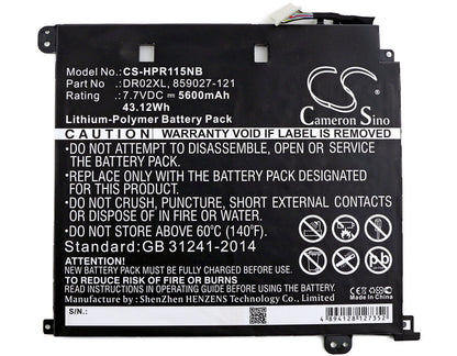 7.7V, 5600mAh, Li-Polymer Battery fits Hp, Chromebook 11 G5, Chromebook 11 G5(p0b77ut), 43.12Wh