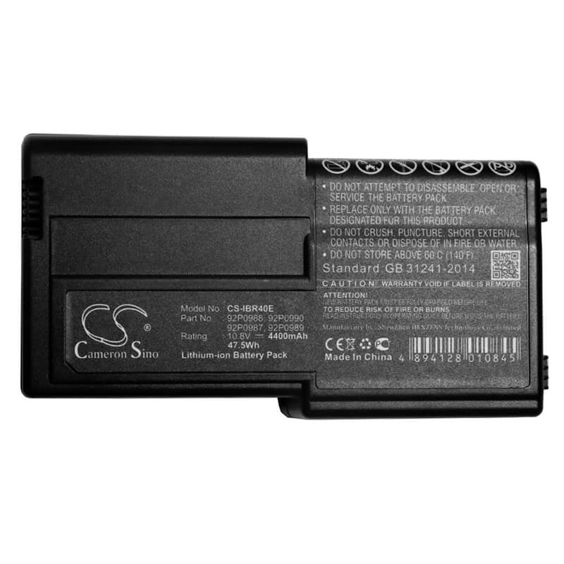 10.8V, 4400mAh, Li-ion Battery fits Ibm, Thinkpad R40e, Thinkpad R40e-2684, 47.52Wh