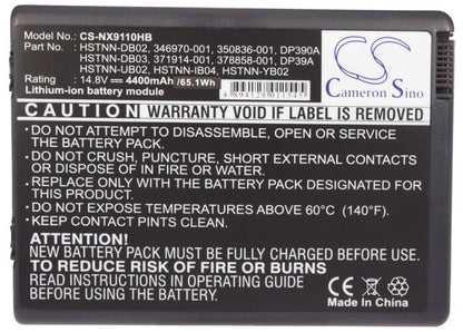 14.8V, 4400mAh, Li-ion Battery fits Compaq, Business Notebook Nx9100, Business Notebook Nx9100-pb705, 65.12Wh