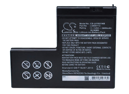 11.1V, 3600mAh, Li-ion Battery fits Lenovo, Ideapad Y650, Ideapad Y650 4185, 39.96Wh