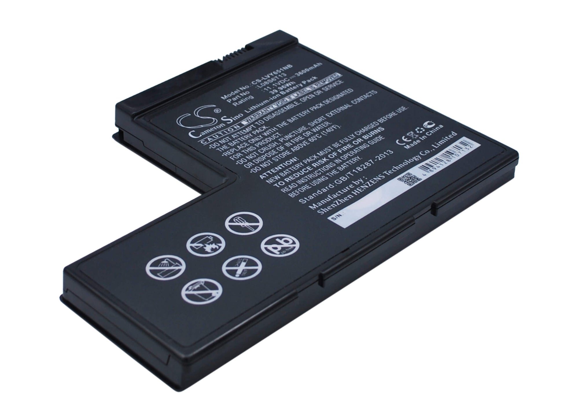 11.1V, 3600mAh, Li-ion Battery fits Lenovo, Ideapad Y650, Ideapad Y650 4185, 39.96Wh