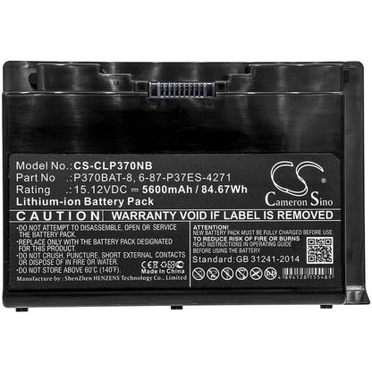 15.12V, 5600mAh, Li-ion Battery fits Sager, Np9370, Np9377, 84.672Wh