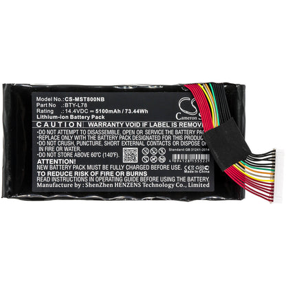 14.4V, 5100mAh, Li-ion Battery fits Msi, Gt62vr, Gt62vr 6rd, 73.44Wh