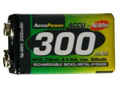 9 volt 300 mah accupower nimh rechargeable battery (great fo