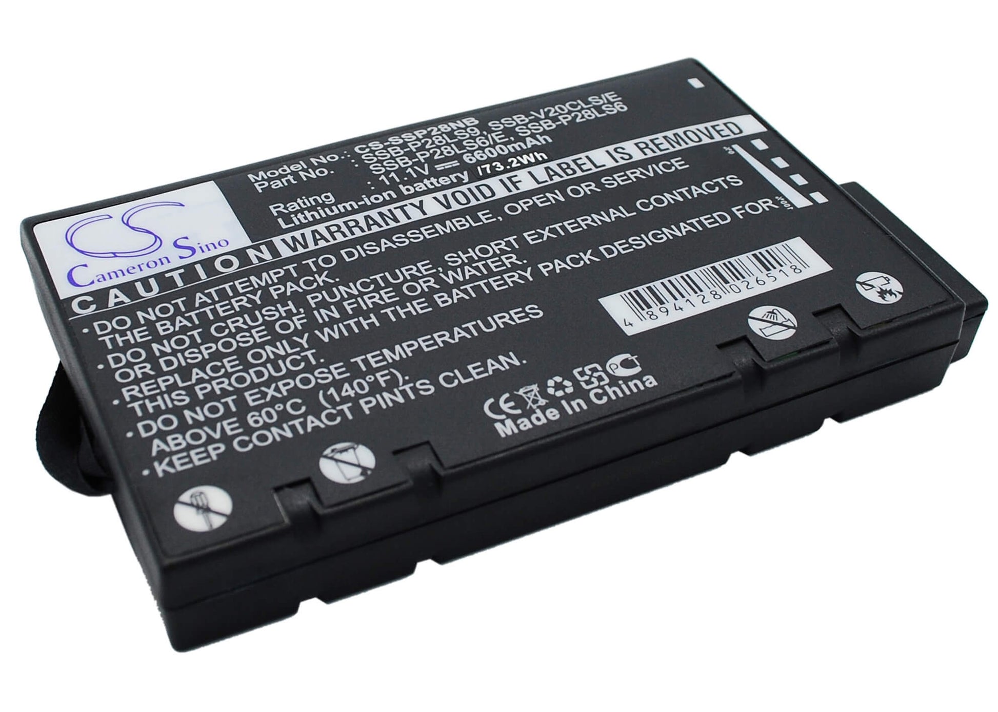 11.1V, 6600mAh, Li-ion Battery fits Samsung, P28 Cxvm 340, P28 Xtm 1500c Ii, 73.26Wh