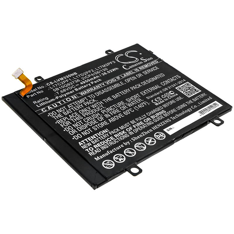 7.68V, 4950mAh, Li-Polymer Battery fits Lenovo, 80xf00dfin, Miix 330, 38.016Wh