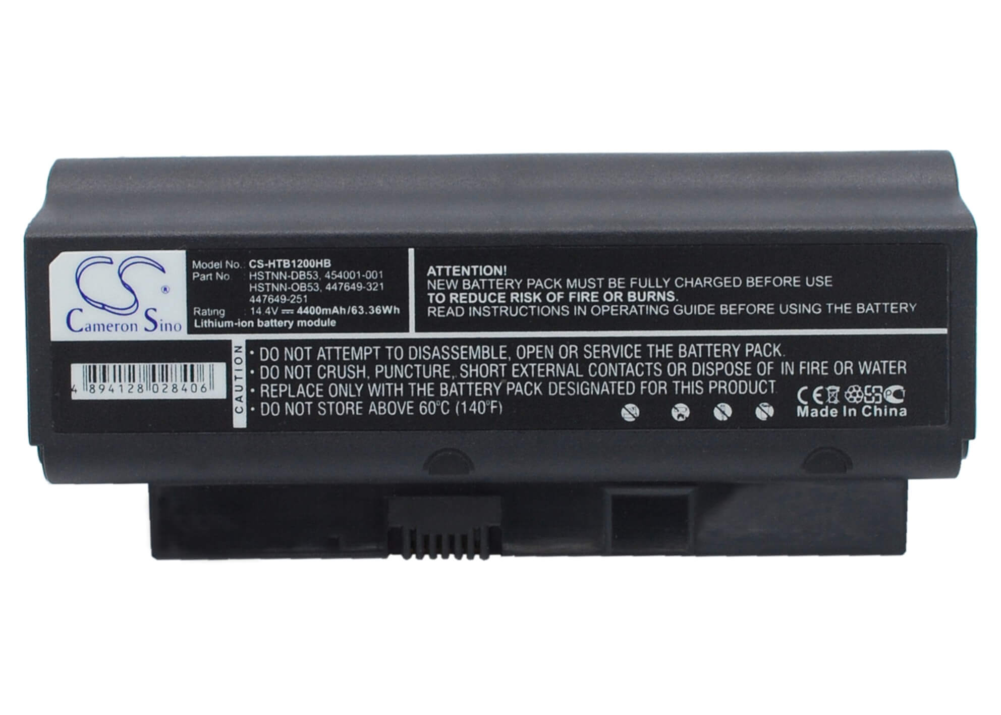 14.4V, 4400mAh, Li-ion Battery fits Compaq, Presario B1200, Presario B1201tu, 63.36Wh
