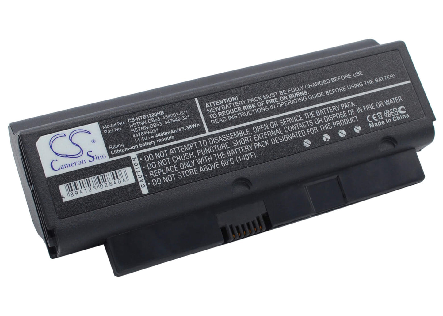 14.4V, 4400mAh, Li-ion Battery fits Compaq, Presario B1200, Presario B1201tu, 63.36Wh