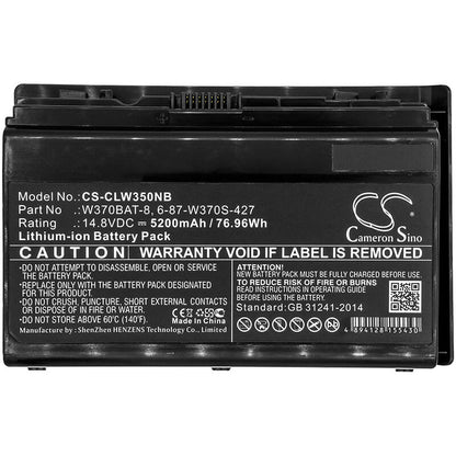 14.8V, 5200mAh, Li-ion Battery fits Schenker, W350etq, W350stq, 76.96Wh
