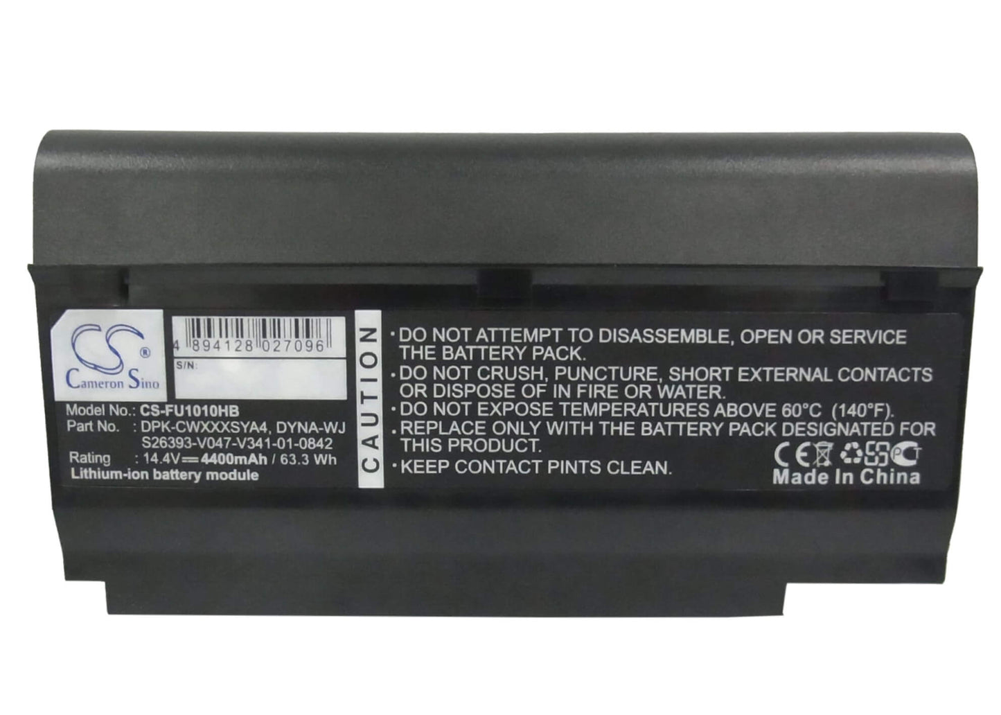 14.4V, 4400mAh, Li-ion Battery fits Fujitsu, Cwoao, Lifebook M1010, 63.36Wh