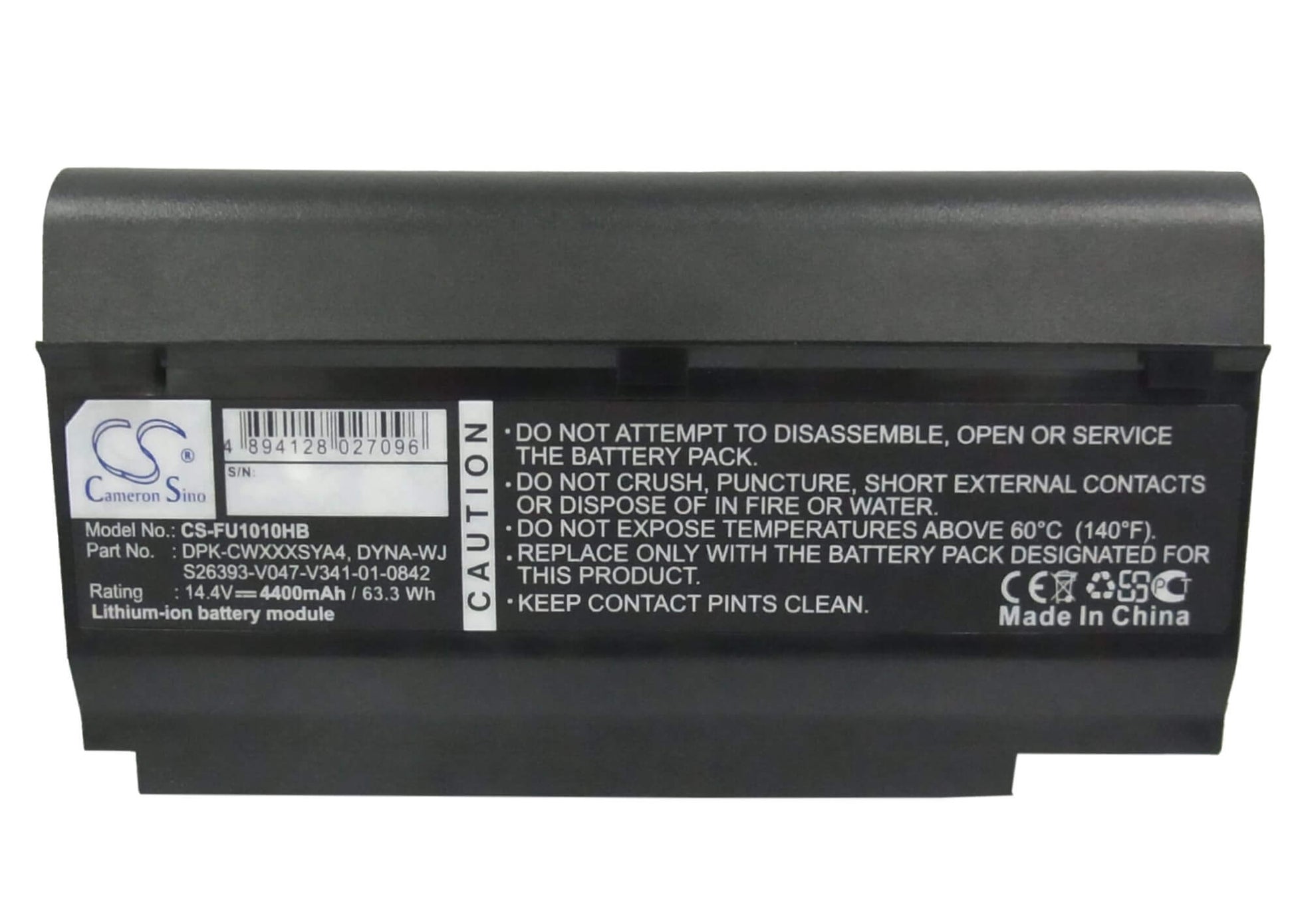 14.4V, 4400mAh, Li-ion Battery fits Fujitsu, Cwoao, Lifebook M1010, 63.36Wh