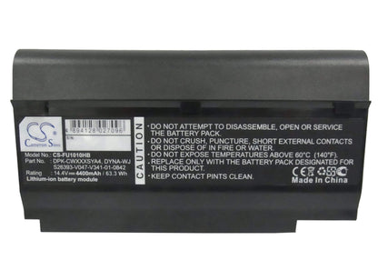 14.4V, 4400mAh, Li-ion Battery fits Fujitsu, Cwoao, Lifebook M1010, 63.36Wh